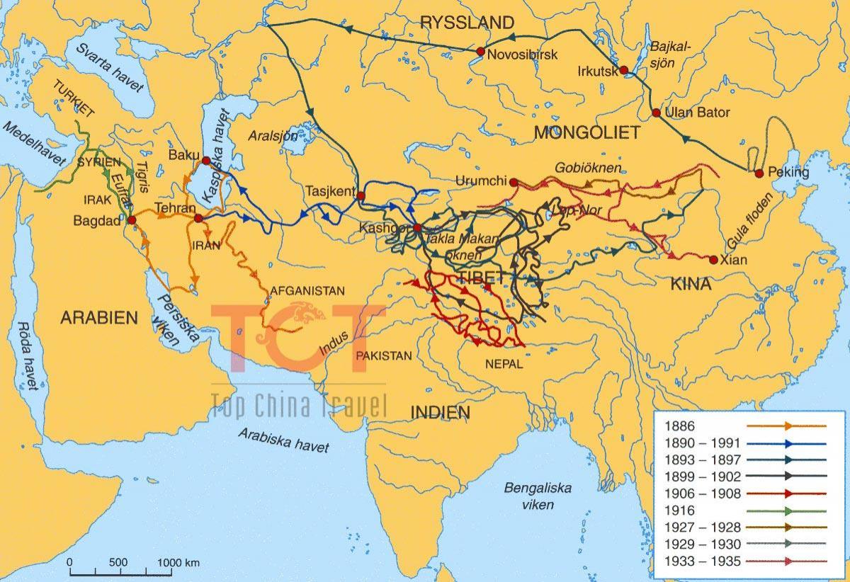 מפה של דרך המשי בסין העתיקה