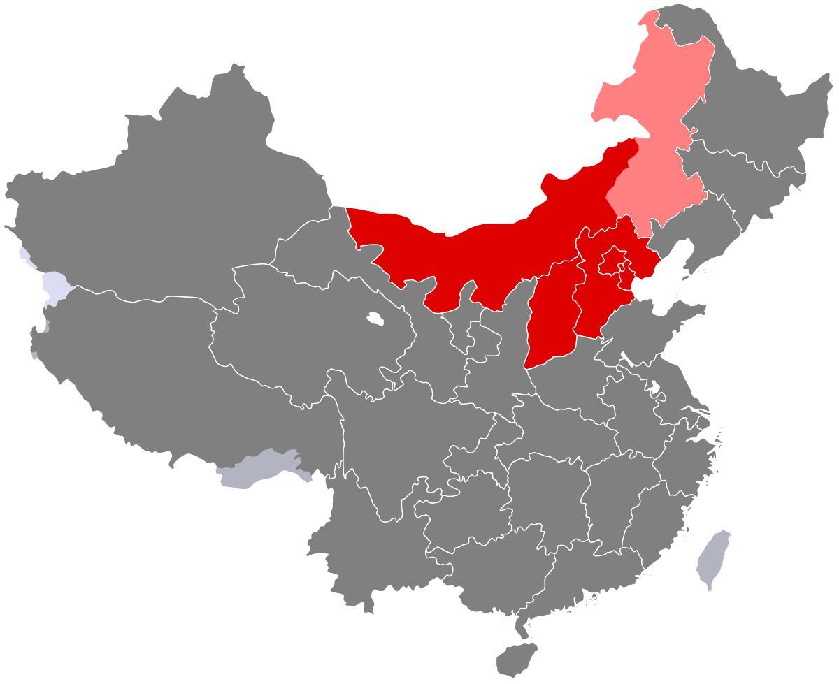 מפה של צפון סין.